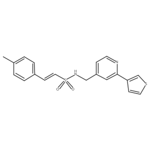 (E)-N-((2-(thiophen-3-yl)pyridin-4-yl)methyl)-2-(p-tolyl)ethenesulfonamide结构式
