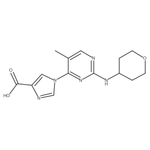 1-(5-Methyl-2-((tetrahydro-2H-pyran-4-yl)amino)pyrimidin-4-yl)-1H-imidazole-4-carboxylic acid Structure