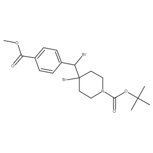 4-Bromo-4-[bromo(4-methoxycarbonylphenyl)methyl]piperidine-1-carboxylic tert-butyl ester Structure