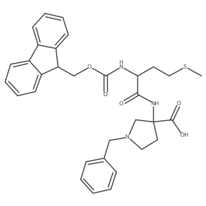 1-benzyl-3-[2-({[(9H-fluoren-9-yl)methoxy]carbonyl}amino)-4-(methylsulfanyl)butanamido]pyrrolidine-3-carboxylic acid Structure