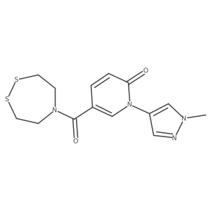 5-(1,2,5-dithiazepane-5-carbonyl)-1-(1-methyl-1H-pyrazol-4-yl)-1,2-dihydropyridin-2-one结构式