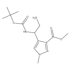 methyl 4-(2-amino-1-{[(tert-butoxy)carbonyl]amino}ethyl)-1-methyl-1H-pyrazole-3-carboxylate结构式