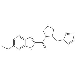 (2-((2H-1,2,3-triazol-2-yl)methyl)pyrrolidin-1-yl)(6-methoxy-1H-indol-2-yl)methanone结构式