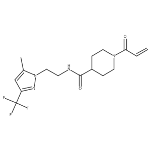 N-[2-[5-Methyl-3-(trifluoromethyl)pyrazol-1-yl]ethyl]-1-prop-2-enoylpiperidine-4-carboxamide Structure