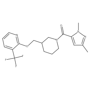 2-{[1-(1,3-dimethyl-1H-pyrazole-5-carbonyl)piperidin-3-yl]methoxy}-3-(trifluoromethyl)pyridine结构式