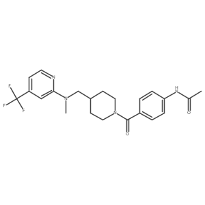 N-{4-[4-({methyl[4-(trifluoromethyl)pyridin-2-yl]amino}methyl)piperidine-1-carbonyl]phenyl}acetamide结构式