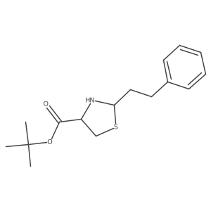 Tert-butyl 2-(2-phenylethyl)-1,3-thiazolidine-4-carboxylate结构式