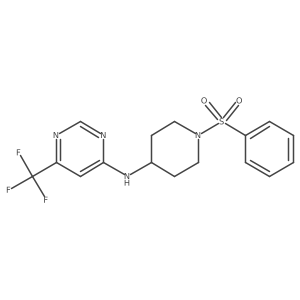 N-[1-(benzenesulfonyl)piperidin-4-yl]-6-(trifluoromethyl)pyrimidin-4-amine结构式