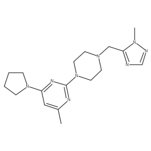 4-methyl-2-{4-[(1-methyl-1H-1,2,4-triazol-5-yl)methyl]piperazin-1-yl}-6-(pyrrolidin-1-yl)pyrimidine结构式