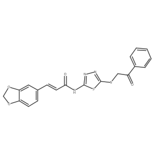 (Z)-3-(benzo[d][1,3]dioxol-5-yl)-N-(5-((2-oxo-2-phenylethyl)thio)-1,3,4-thiadiazol-2-yl)acrylamide结构式