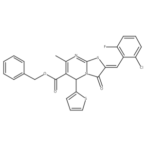 Benzyl 2-(2-chloro-6-fluorobenzylidene)-7-methyl-3-oxo-5-(thiophen-2-yl)-3,5-dihydro-2H-thiazolo[3,2-a]pyrimidine-6-carboxylate Structure