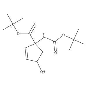 tert-Butyl (1S,4R)-1-((tert-butoxycarbonyl)amino)-4-hydroxycyclopent-2-ene-1-carboxylate结构式