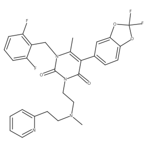 5-(2,2-Difluoro-benzo[1,3]dioxol-5-yl)-1-(2,6-difluoro-benzyl)-6-methyl-3-{2-[methyl-(2-pyridin-2-yl-ethyl)-amino]-ethyl}-1H-pyrimidine-2,4-dione Structure