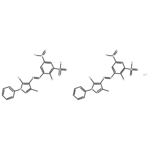Chromate(3-), bis[3-[(4,5-dihydro-3-methyl-5-oxo-1-phenyl-1H-pyrazol-4-yl)azo]-2-hydroxy-5-nitrobenzenesulfonato(3-)]- Structure