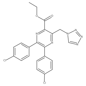 ethyl 5,6-bis(4-chlorophenyl)-3-(1H-tetrazol-1-ylmethyl)pyrazine-2-carboxylate结构式