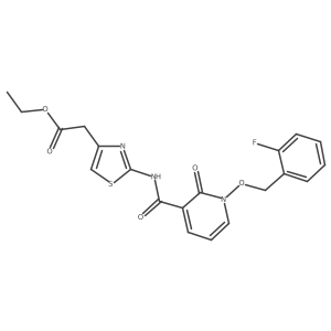 Ethyl 2-(2-(1-((2-fluorobenzyl)oxy)-2-oxo-1,2-dihydropyridine-3-carboxamido)thiazol-4-yl)acetate结构式