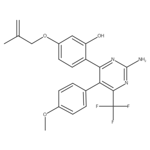 2-(2-Amino-5-(4-methoxyphenyl)-6-(trifluoromethyl)pyrimidin-4-yl)-5-((2-methylallyl)oxy)phenol Structure