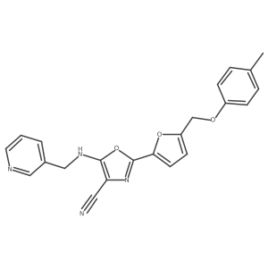 5-((Pyridin-3-ylmethyl)amino)-2-(5-((p-tolyloxy)methyl)furan-2-yl)oxazole-4-carbonitrile结构式