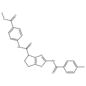 methyl 4-(2-(4-methylbenzamido)-5,6-dihydro-4H-cyclopenta[d]thiazole-4-carboxamido)benzoate结构式