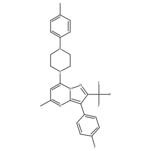 1-[3-(4-Fluorophenyl)-5-methyl-2-(trifluoromethyl)pyrazolo[1,5-a]pyrimidin-7-yl]-4-(4-methylphenyl)piperazine结构式
