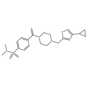 CN(C)S(=O)(=O)c1ccc(C(=O)N2CCN(Cc3nc(C4CC4)cs3)CC2)cc1结构式