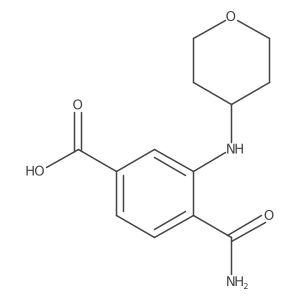 4-(Aminocarbonyl)-3-(tetrahydro-2h-pyran-4-ylamino)benzoic acid结构式