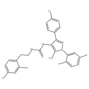 N-[5-amino-3-(4-chlorophenyl)-1-(2,5-difluorophenyl)-1H-pyrazol-4-yl]-N'-(2,4-dichlorophenethyl)urea结构式