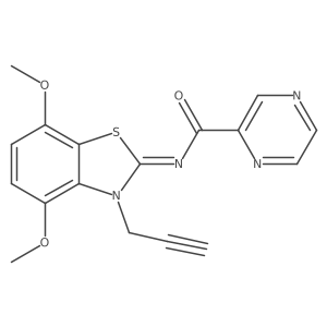 (E)-N-(4,7-dimethoxy-3-(prop-2-yn-1-yl)benzo[d]thiazol-2(3H)-ylidene)pyrazine-2-carboxamide结构式