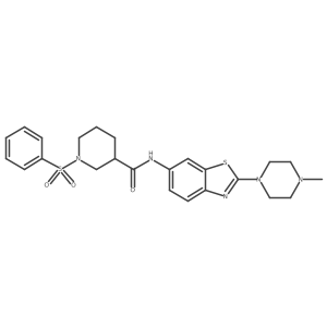 N-(2-(4-methylpiperazin-1-yl)benzo[d]thiazol-6-yl)-1-(phenylsulfonyl)piperidine-3-carboxamide结构式