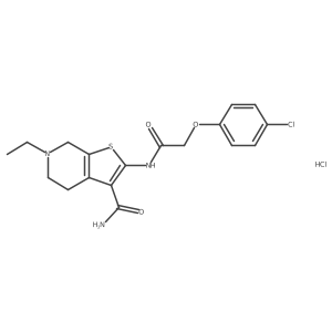 2-(2-(4-Chlorophenoxy)acetamido)-6-ethyl-4,5,6,7-tetrahydrothieno[2,3-c]pyridine-3-carboxamide hydrochloride Structure