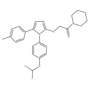 2-((1-(4-(difluoromethoxy)phenyl)-5-(p-tolyl)-1H-imidazol-2-yl)thio)-1-(piperidin-1-yl)ethanone Structure