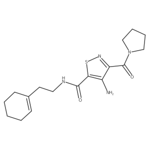 4-amino-N-(2-(cyclohex-1-en-1-yl)ethyl)-3-(pyrrolidine-1-carbonyl)isothiazole-5-carboxamide Structure
