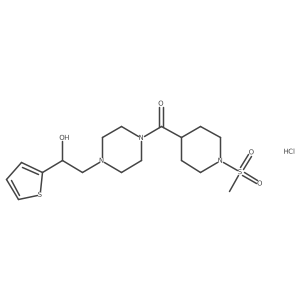 (4-(2-Hydroxy-2-(thiophen-2-yl)ethyl)piperazin-1-yl)(1-(methylsulfonyl)piperidin-4-yl)methanone hydrochloride Structure