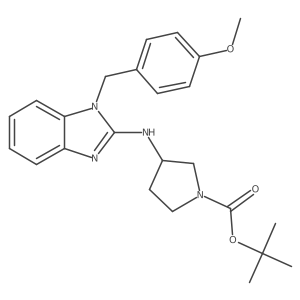 tert-Butyl 3-((1-(4-methoxybenzyl)-1H-benzo[d]imidazol-2-yl)amino)pyrrolidine-1-carboxylate结构式