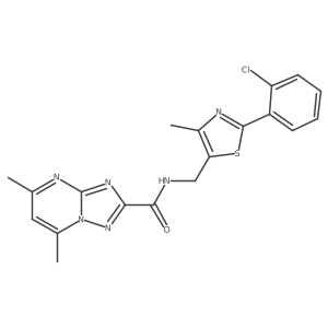 N-((2-(2-chlorophenyl)-4-methylthiazol-5-yl)methyl)-5,7-dimethyl-[1,2,4]triazolo[1,5-a]pyrimidine-2-carboxamide Structure