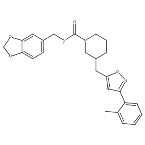 N-(benzo[d][1,3]dioxol-5-ylmethyl)-3-((3-(o-tolyl)-1,2,4-oxadiazol-5-yl)methyl)piperidine-1-carboxamide结构式