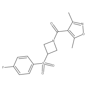 (3,5-Dimethylisoxazol-4-yl)(3-((4-fluorophenyl)sulfonyl)azetidin-1-yl)methanone结构式