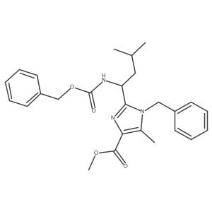 methyl 1-benzyl-2-((1S)-1-(((benzyloxy)carbonyl)amino)-3-methylbutyl)-5-methyl-1H-imidazole-4-carboxylate结构式
