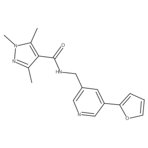 N-((5-(furan-2-yl)pyridin-3-yl)methyl)-1,3,5-trimethyl-1H-pyrazole-4-carboxamide Structure
