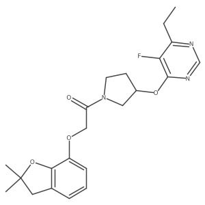 2-((2,2-Dimethyl-2,3-dihydrobenzofuran-7-yl)oxy)-1-(3-((6-ethyl-5-fluoropyrimidin-4-yl)oxy)pyrrolidin-1-yl)ethanone结构式