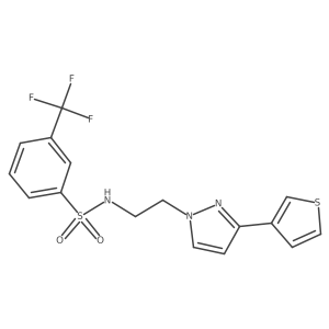 N-(2-(3-(thiophen-3-yl)-1H-pyrazol-1-yl)ethyl)-3-(trifluoromethyl)benzenesulfonamide结构式