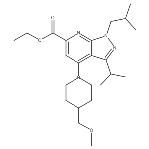 Ethyl 1-isobutyl-3-isopropyl-4-(4-(methoxymethyl)piperidin-1-yl)-1H-pyrazolo[3,4-b]pyridine-6-carboxylate结构式