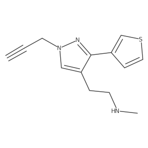 N-methyl-2-(1-(prop-2-yn-1-yl)-3-(thiophen-3-yl)-1H-pyrazol-4-yl)ethan-1-amine结构式