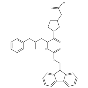 2-(1-{3-[benzyl(methyl)amino]-2-({[(9H-fluoren-9-yl)methoxy]carbonyl}amino)propanoyl}pyrrolidin-3-yl)acetic acid结构式