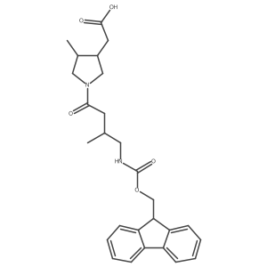2-{1-[4-({[(9H-fluoren-9-yl)methoxy]carbonyl}amino)-3-methylbutanoyl]-4-methylpyrrolidin-3-yl}acetic acid结构式