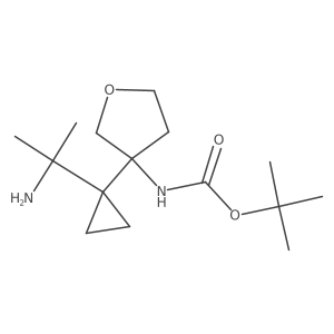 tert-butyl N-{3-[1-(2-aminopropan-2-yl)cyclopropyl]oxolan-3-yl}carbamate结构式