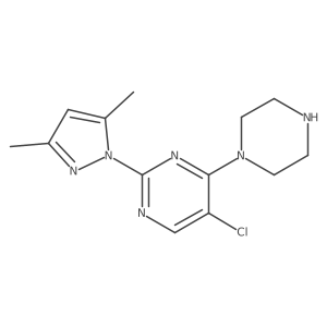 5-chloro-2-(3,5-dimethyl-1H-pyrazol-1-yl)-4-(piperazin-1-yl)pyrimidine结构式
