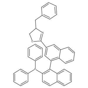 (R)-4-Benzyl-2-((R)-2'-(diphenylphosphanyl)-[1,1'-binaphthalen]-3-yl)-4,5-dihydrooxazole Structure