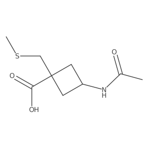 3-Acetamido-1-[(methylsulfanyl)methyl]cyclobutane-1-carboxylic acid结构式