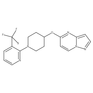 2-(4-{Pyrazolo[1,5-a]pyrimidin-5-yloxy}piperidin-1-yl)-3-(trifluoromethyl)pyridine结构式